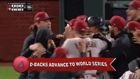 Dbacks Player Celebrating To Advance World Series GIF