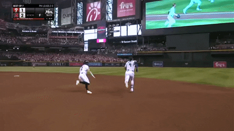 Dbacks Player Running Away From His Teammate GIF