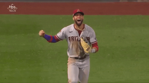 Dbacks Player Running While Holding Up One Fist GIF