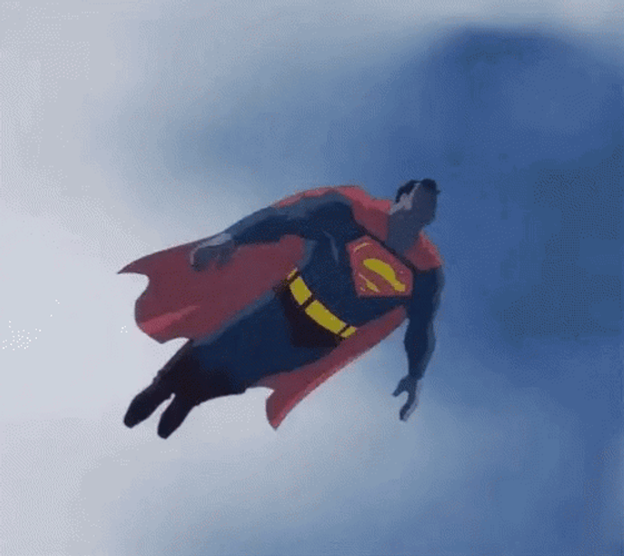 Dc Cartoon Superman Flying In Sky GIF