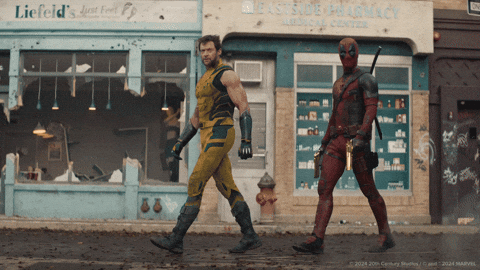 Deadpool And Wolverine Walking And Dance GIF