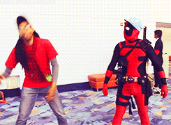 Deadpool Dance And Spin Head With A Guy GIF