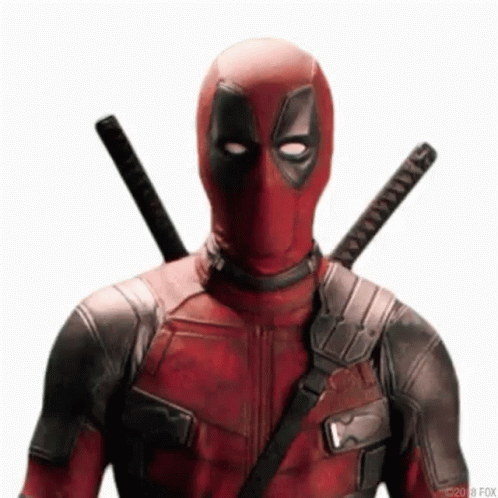 Deadpool in Red and Black Costume with Swords