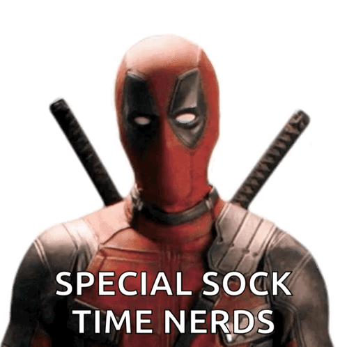 Deadpool Is Wearing A Special Sock Time Nerds Costume GIF