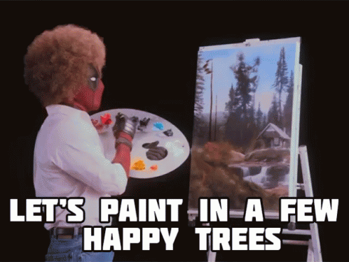 Deadpool Painting Happy Trees