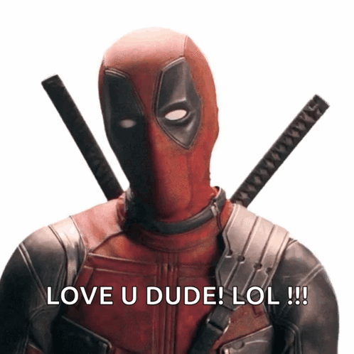 Deadpool Saying Love U Dude Lol Two Swords