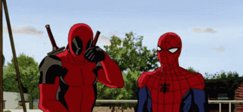 Deadpool Spiderman Fight GIF
