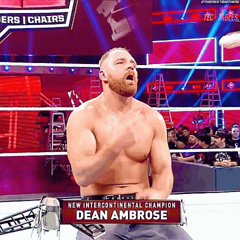 Dean Ambrose Is The New Intercontinental Champion In A Wrestling Match GIF