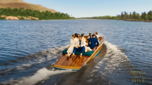 Death On The Nile Poster With Boat Full Of People GIF