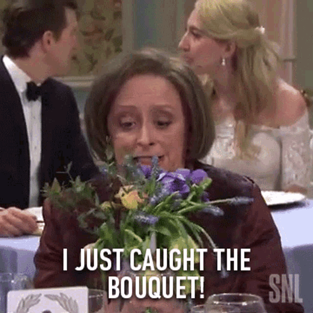 Debbie Downer With Bouquet GIF