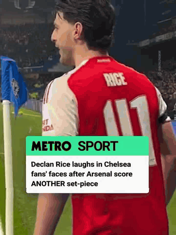 Declan Rice Laughs In Chelsea Fans ' Faces After Arsenal Score Another Set - Piece GIF