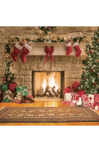 Decorated Fireplace with Stockings