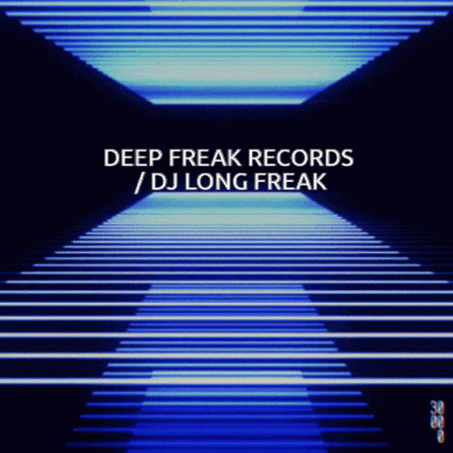 Deep Freak Records / Dj Long Freak Is Written On A Blue Background GIF
