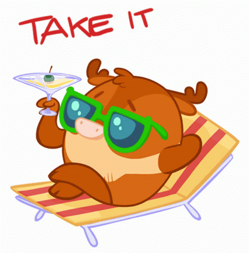 Deer Holding Martini Take It Easy