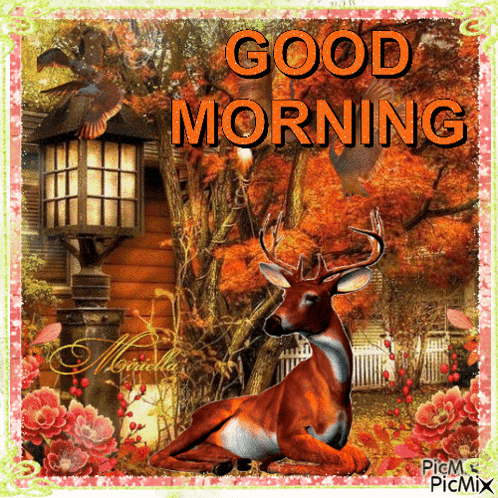 Deer Sitting Under Tree Saying Good Morning