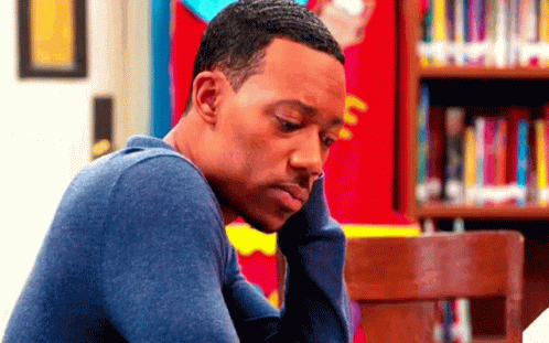 Defeated Tyler James Williams Looking Down GIF