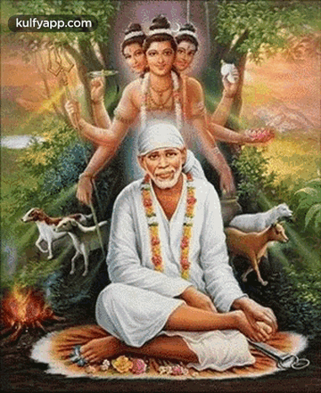 Deity on Pink Flower Surrounded by Pink Flowers