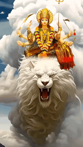 Deity Riding Lion