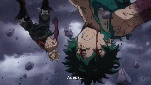 Deku Fighting And Falling With Bakugo GIF