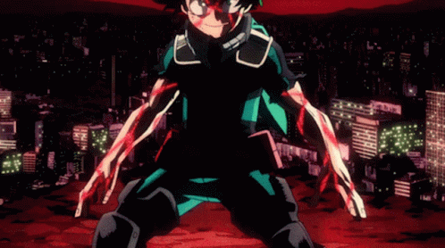 Deku Fighting On Top Of A Building GIF