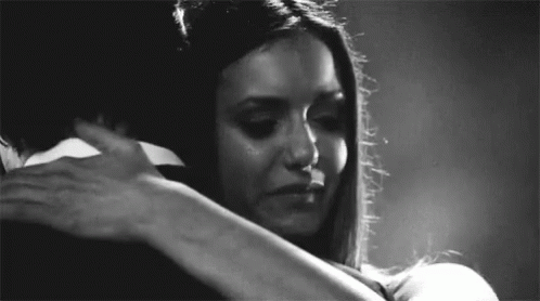 Delena Vampire Diaries Crying Elena Damon Hug GIF