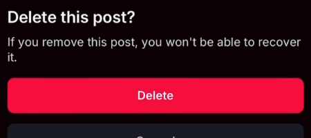 Delete Post Screen on Phone