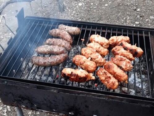 Delicious Assorted Meat Cooking In Grill GIF