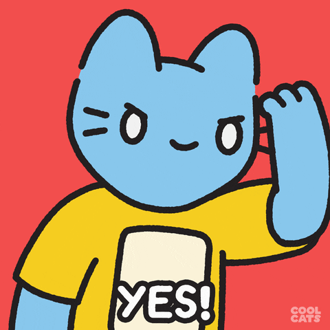 Delighted Blue Cat Fist Pump Yes GIF