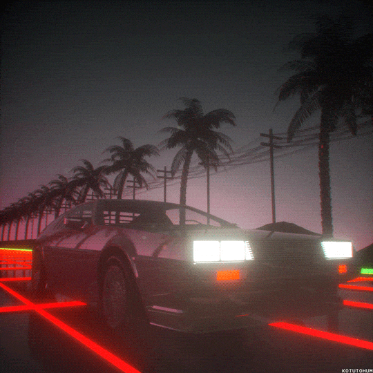 Delorean Driving On The Road At Nighttime GIF