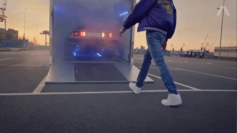 Delorean Inside A Truck GIF