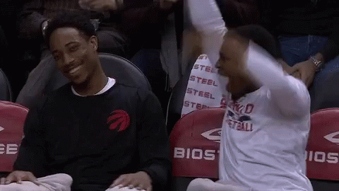 Demar Derozan And Kyle Lowry Funny Celebrate GIF