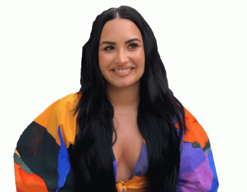 Demi Lovato Colorful Blouse GIF