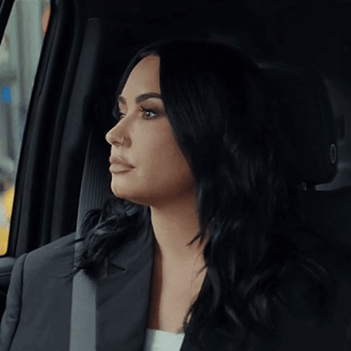 Demi Lovato Riding Car GIF