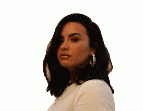 Demi Lovato White Blouse Hoop Loop Earrings GIF