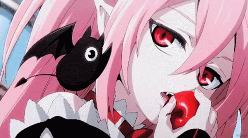Demon Anime Bitting On Apple GIF