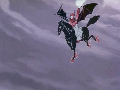 Demon Riding Black Horse With Lightning