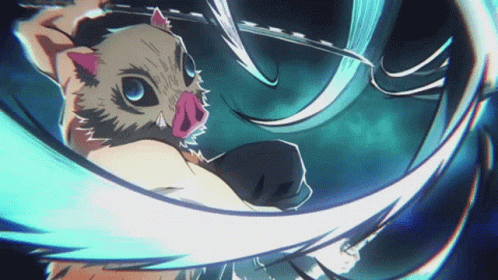 Demon Slayer Fighting Inosuke Beast Breathing GIF