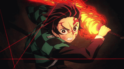 Demon Slayer Fighting Tanjiro Sun Breathing Vs Rui GIF