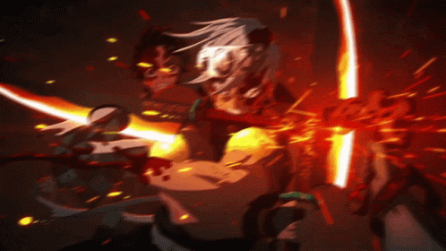 Demon Slayer Fighting Tengen Uzui Vs Gyutaro GIF