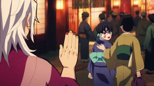 Demon Slayer Season 2 Uzui Inosuke Waving GIF