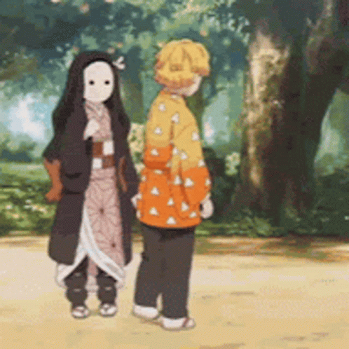 Demon Slayer Zenitsu Lifting Nezuko GIF