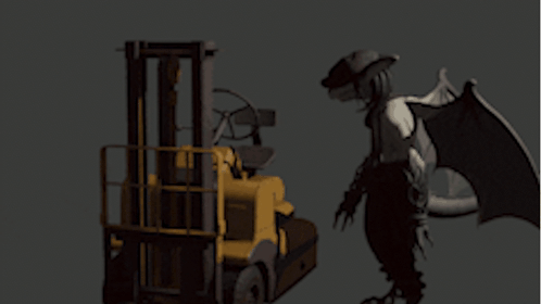 Demon Statue Driving Forklift