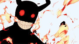 Demon With Horns and Red Eyes in Fire
