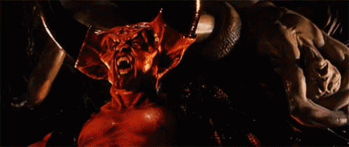 Demon With Horns and Snake Background