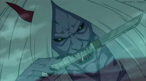 Demon With Knife in Mouth Saying Tumblr