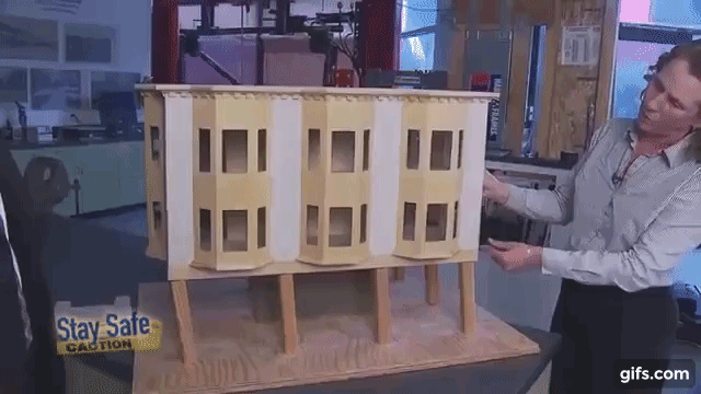 Demonstration Of Earthquake In Building GIF
