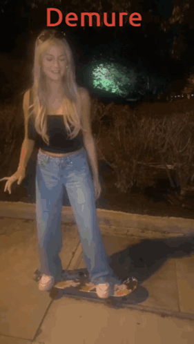 Demure Girl Skateboard Accident GIF