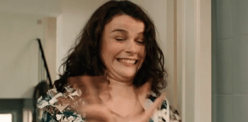 Denial Excited Lady Waving GIF