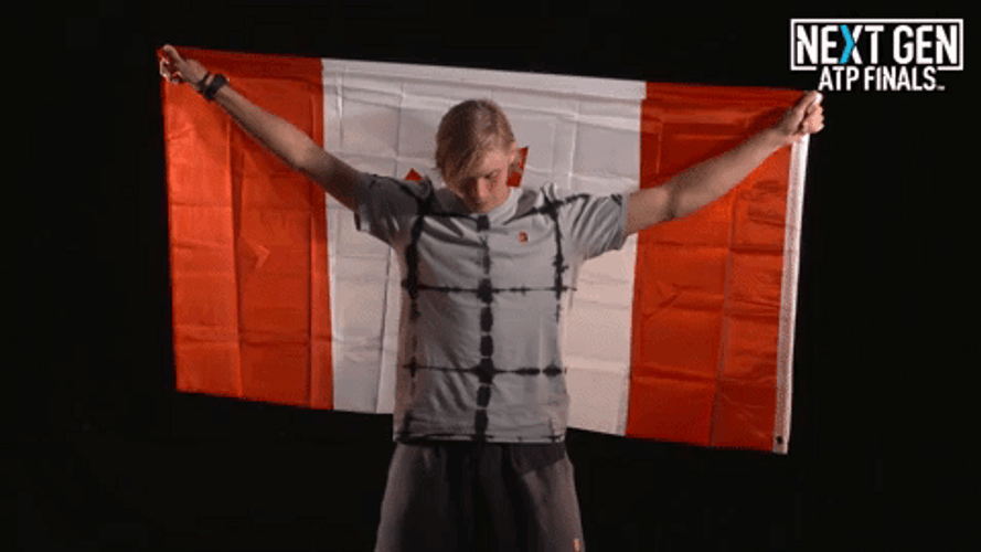 Denis Shapovalov Holding The Canadian Flag GIF
