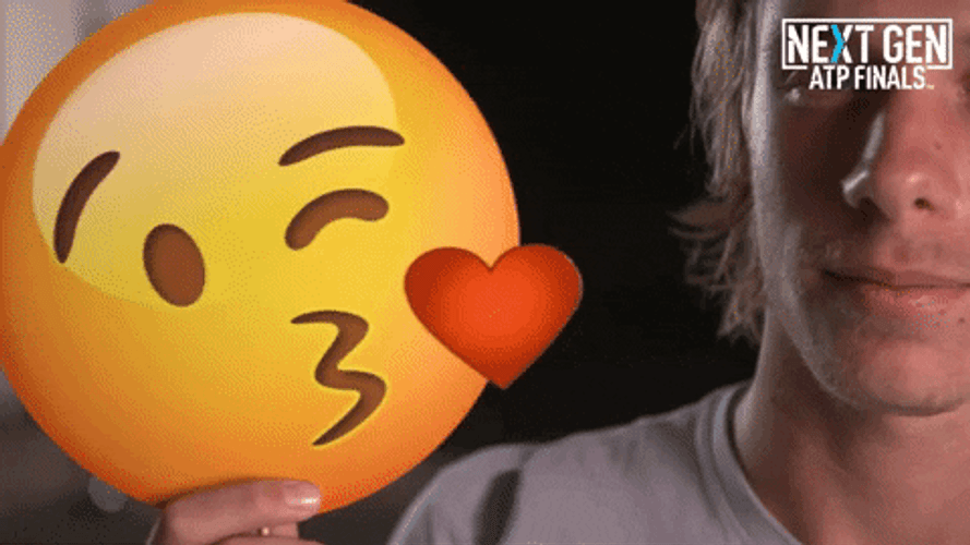 Denis Shapovalov Kissing An Emoji GIF